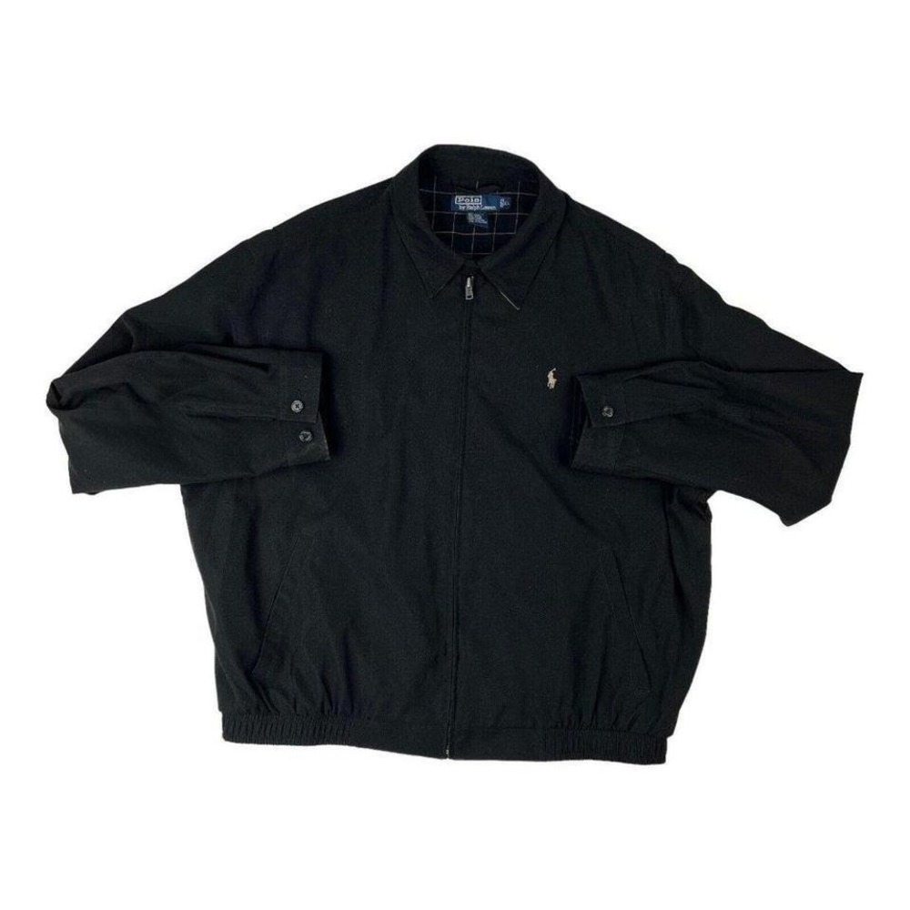 Polo by Ralph Lauren Black Harrington Full Zip Pony Bomber Jacket Mens Size XL‎